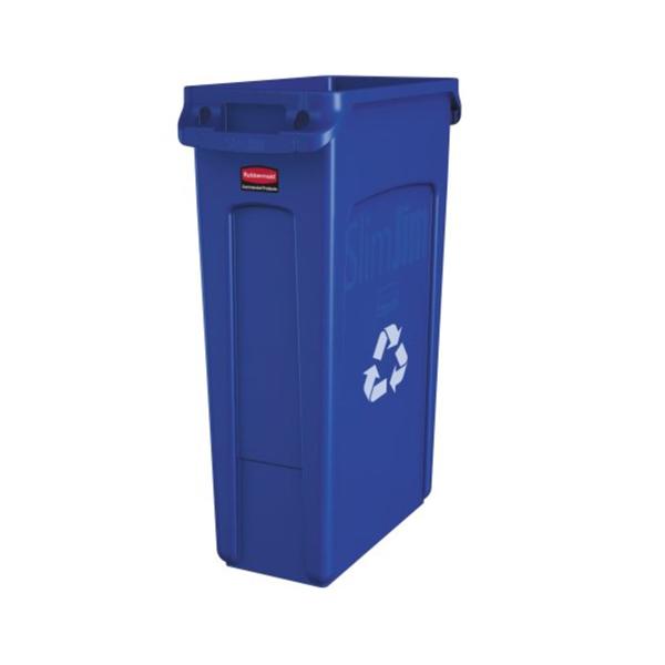 Can Trash Slim Jim Rsn 23gal Integrated Cinches Vnt/Rcycl Blue Rectangle 4/Case